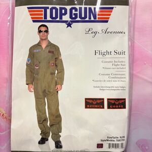 Top Gun XL Green Flight Suit Maverick Goose Leg Avenue Halloween Career Costume